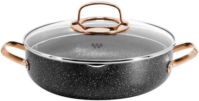 Alt view image 4 of 7 - Korkmaz Galaksi 7 Piece Non Stick Aluminum Cookware Set in Black and Rose Gold