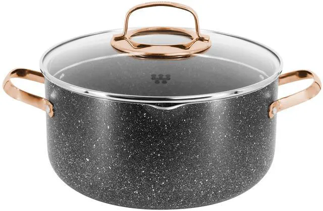 Alt view image 2 of 7 - Korkmaz Galaksi 7 Piece Non Stick Aluminum Cookware Set in Black and Rose Gold
