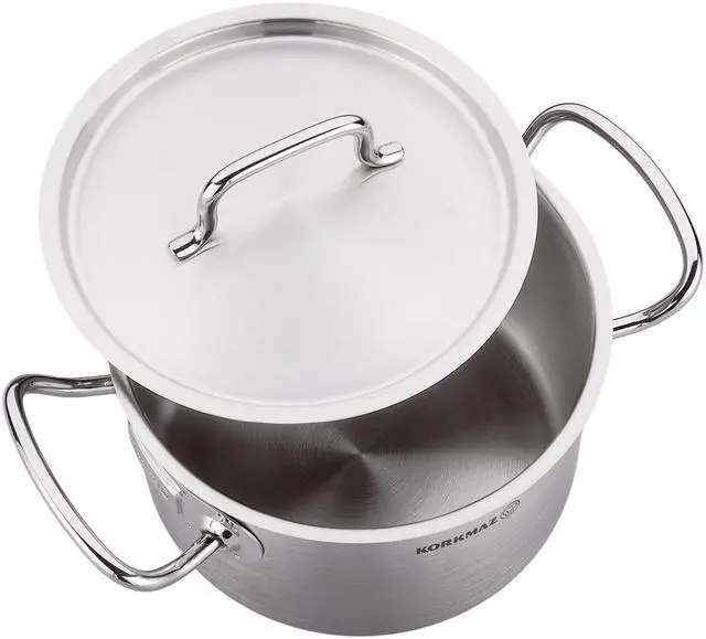 Alt view image 3 of 5 - Korkmaz Gastro Proline 3.6 Liter Stainless Steel Casserole with Lid in Silver