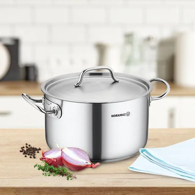 Alt view image 5 of 5 - Korkmaz Gastro Proline 3.6 Liter Stainless Steel Casserole with Lid in Silver