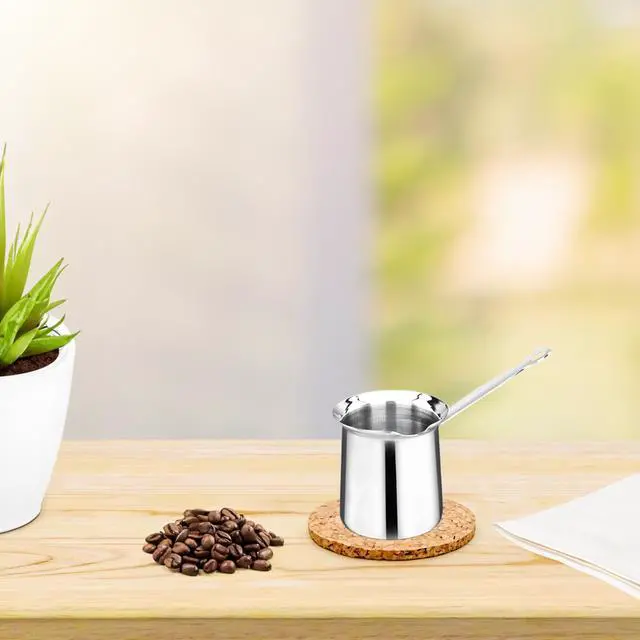 Alt view image 5 of 5 - Korkmaz Classic 6 Ounce Stainless Steel Turkish Coffee Pot in Silver