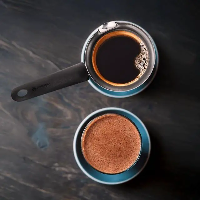 Alt view image 7 of 7 - Korkmaz Orbit 6 Ounce Stainless Steel Turkish Coffee Pot in Silver