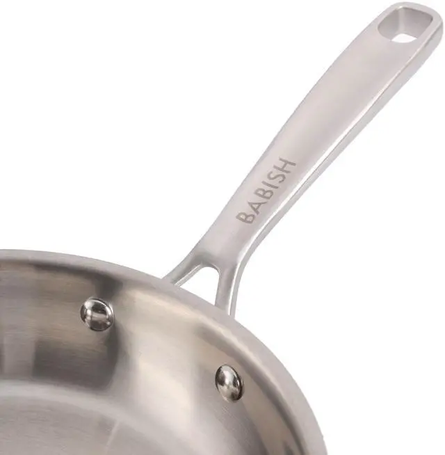 Alt view image 3 of 6 - Babish 8 Inch Stainless Steel Tri-Ply Double Riveted Fry Pan in Silver