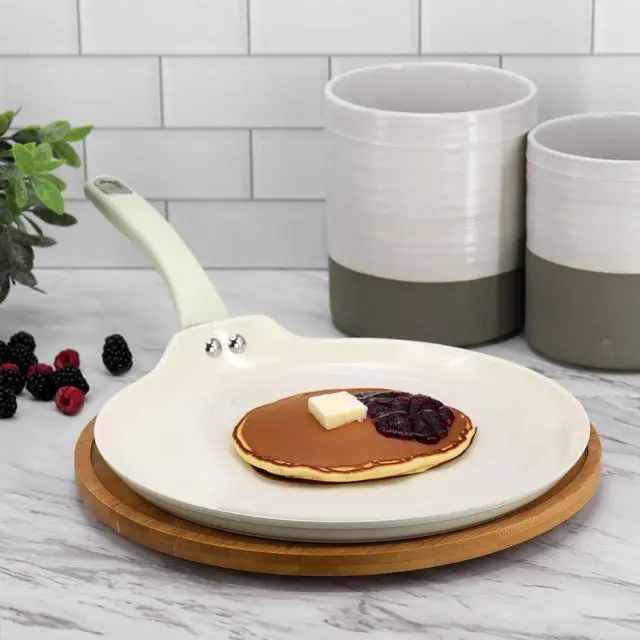 Alt view image 5 of 5 - Martha Stewart Everyday Rexford 11 Inch Ceramic Nonstick Aluminum Pancake Pan in Linen