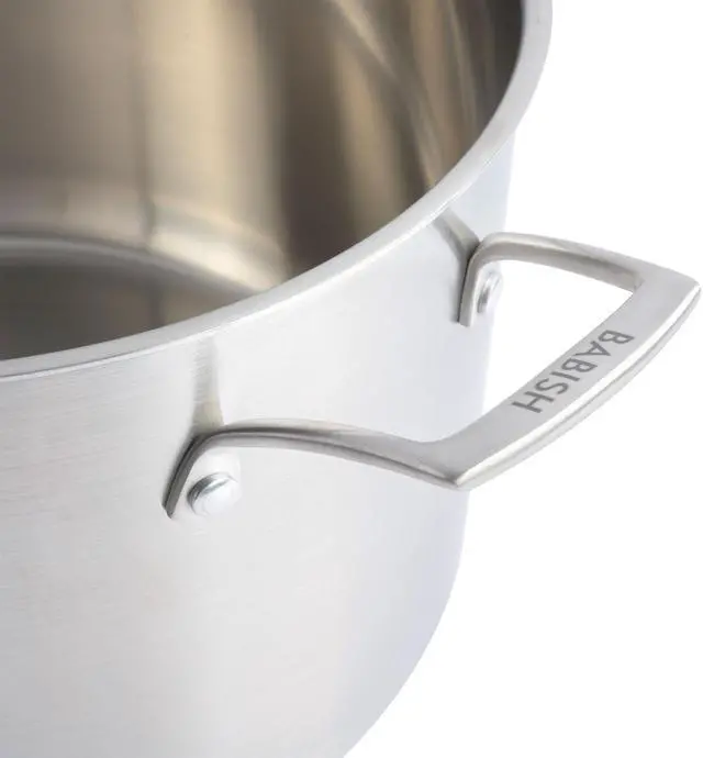 Alt view image 3 of 6 - Babish 12 Quart Tri-Ply Stainless Steel Professional Grade Stock Pot in Silver
