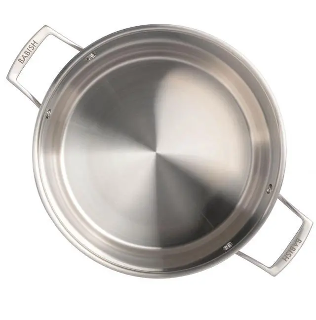 Alt view image 4 of 6 - Babish 12 Quart Tri-Ply Stainless Steel Professional Grade Stock Pot in Silver