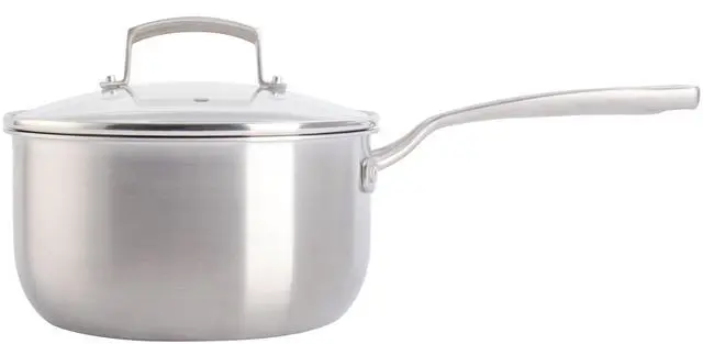 Alt view image 2 of 7 - Babish 3.5 Quart Stainless Steel Tri-Ply Double Riveted Saucepan with Lid in Silver