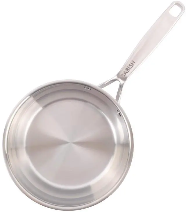 Alt view image 3 of 7 - Babish 3.5 Quart Stainless Steel Tri-Ply Double Riveted Saucepan with Lid in Silver