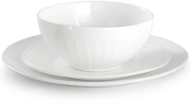 Alt view image 2 of 7 - Ultra by Gibson Swanton Arch 12 Piece Break-Resistant Opal Glass Dinnerware Set in White