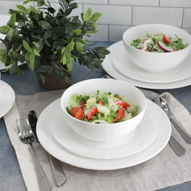 Alt view image 7 of 7 - Ultra by Gibson Swanton Arch 12 Piece Break-Resistant Opal Glass Dinnerware Set in White