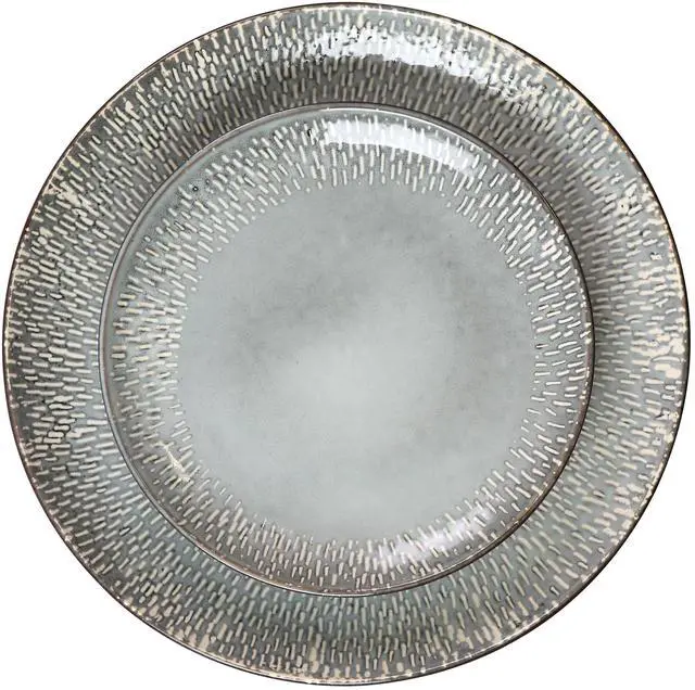 Alt view image 3 of 7 - Meritage 16 Piece Reactive Glaze Stoneware Dinnerware Set in Grey