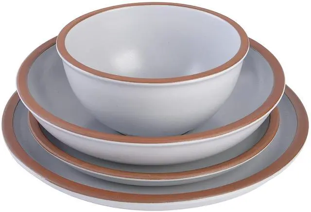 Alt view image 3 of 6 - Soho Lounge Lagos 16 Piece Terracotta Double Bowl Dinnerware Set in Solid Matte White