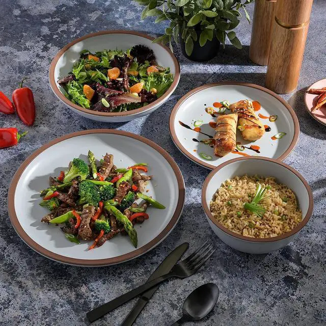 Alt view image 6 of 6 - Soho Lounge Lagos 16 Piece Terracotta Double Bowl Dinnerware Set in Solid Matte White