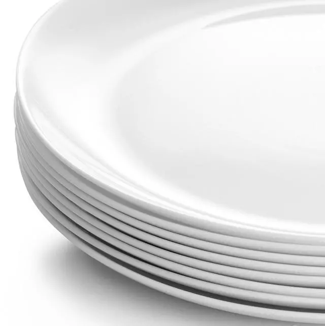 Alt view image 5 of 6 - Gibson Ultra Olstead 8 Piece Break-Resistant Tempered Opal Glass Dinner Plate Set in White