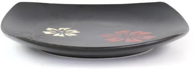 Alt view image 3 of 6 - Hometrends Evening Blossom 4 Piece 8 Inch Square Stoneware Salad Plate Set in Black