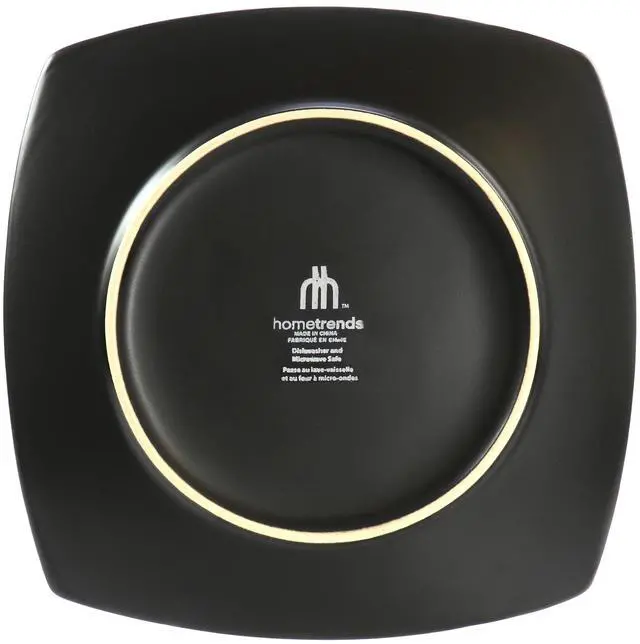 Alt view image 4 of 6 - Hometrends Evening Blossom 4 Piece 8 Inch Square Stoneware Salad Plate Set in Black