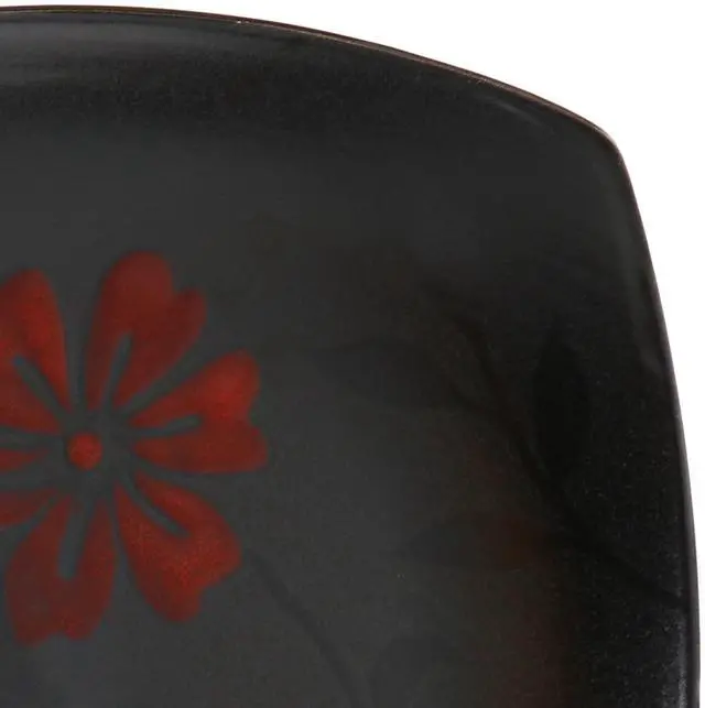 Alt view image 5 of 6 - Hometrends Evening Blossom 4 Piece 8 Inch Square Stoneware Salad Plate Set in Black
