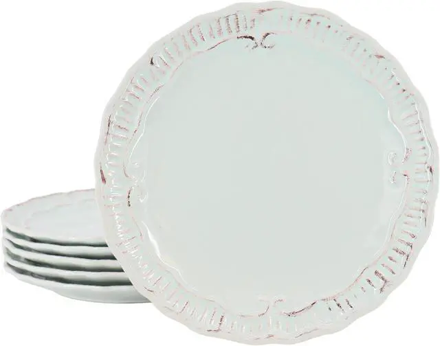 Main image of Modern Southern Home Capri 6 Piece 11 Inch Stoneware Embossed Dinner Plate Set in Egg Blue