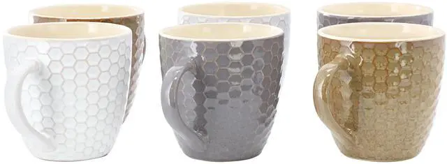 Alt view image 2 of 7 - Elama Honeycomb 6-Piece 15 oz. Mug Set, Assorted Colors