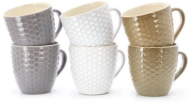 Main image of Elama Honeycomb 6-Piece 15 oz. Mug Set, Assorted Colors