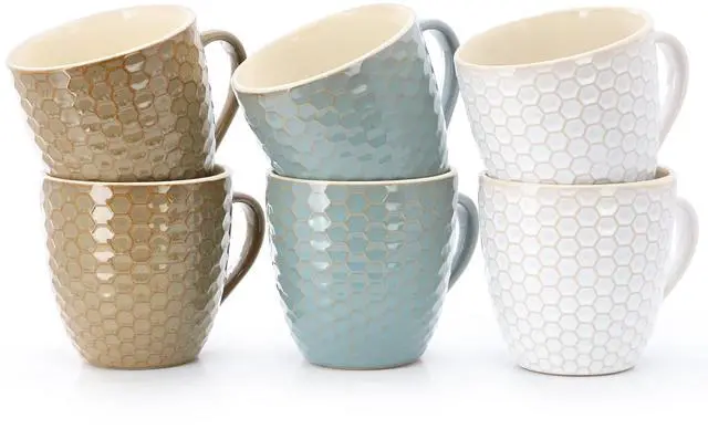 Main image of Elama Honey Bee 6-Piece 15 oz. Mug Set, Assorted Colors