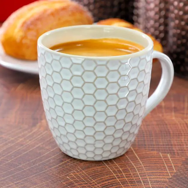 Alt view image 6 of 6 - Elama Honeycomb 6 Piece 15 Ounce Mug Set in White