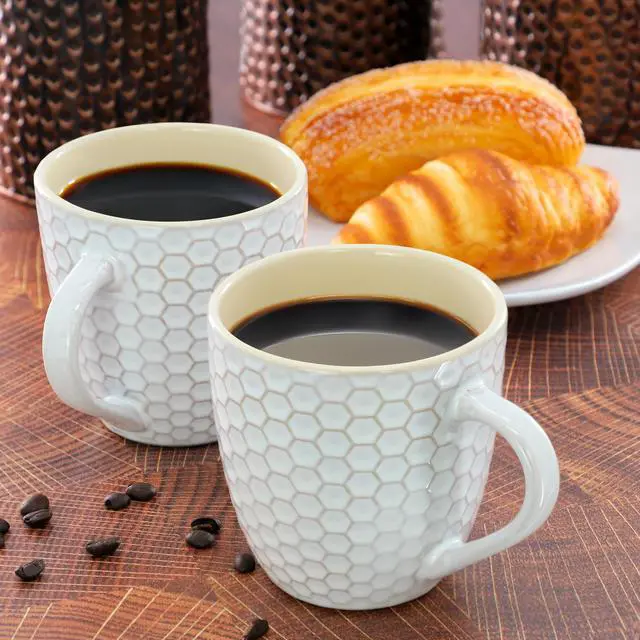 Alt view image 5 of 6 - Elama Honeycomb 6 Piece 15 Ounce Mug Set in White