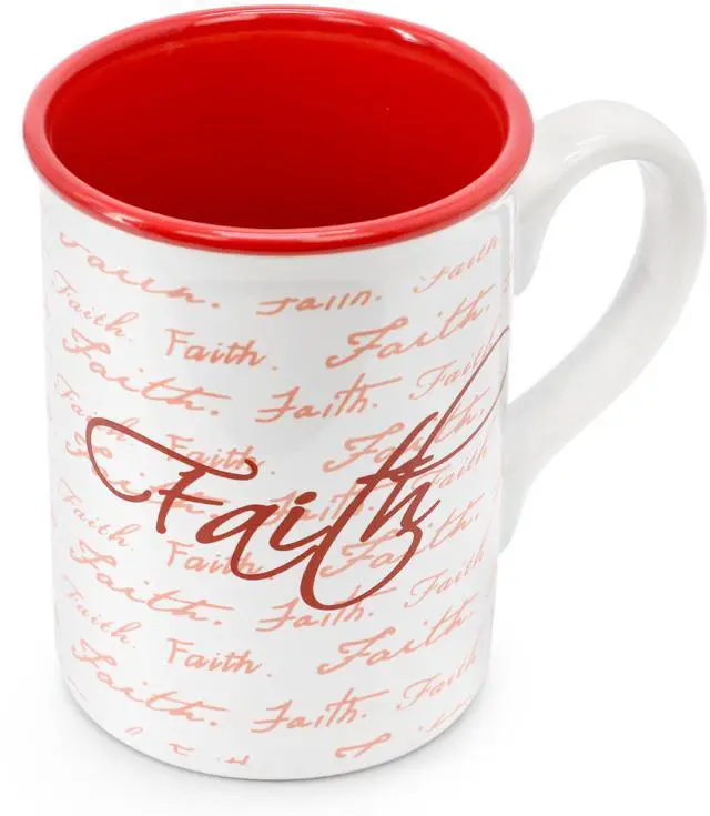 Alt view image 2 of 5 - Gibson Home Inspirational Words Faith 4 Piece 16 Ounce Stoneware Mug Set in Red