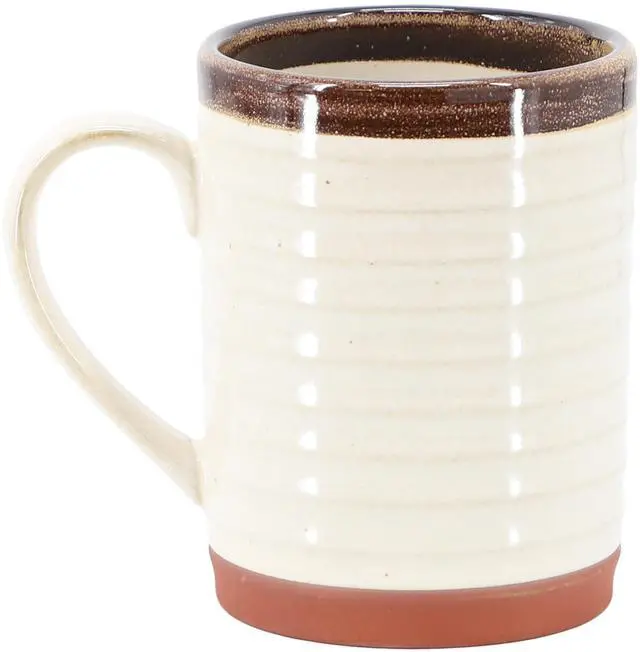 Alt view image 2 of 5 - Gibson Home Terra Bella 4 Piece 18.5 Ounce Terracota Mug Set in Pearl White