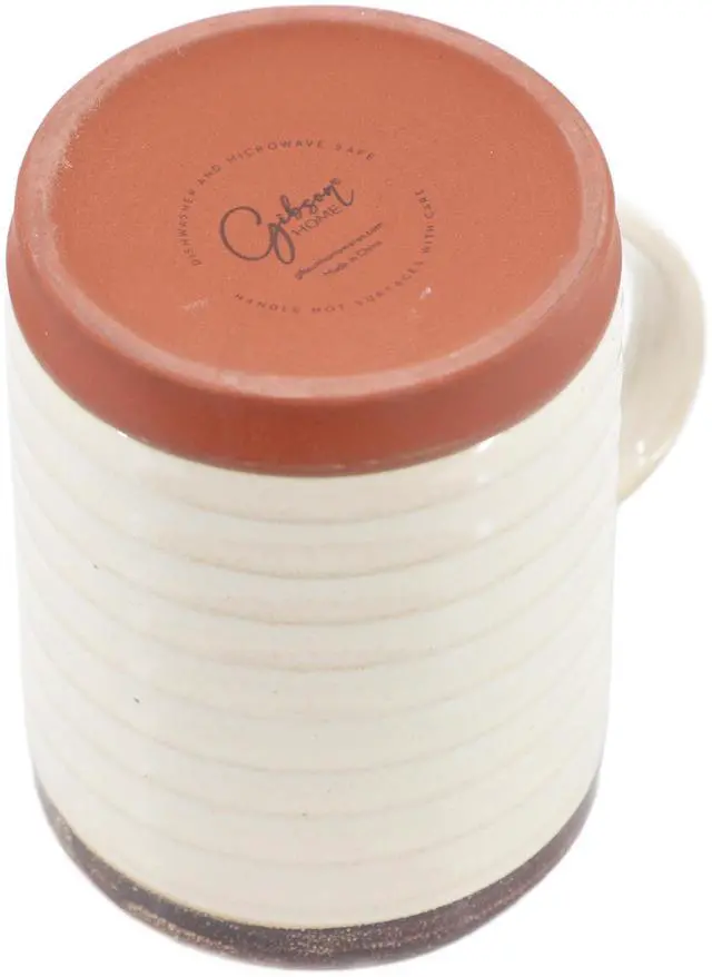 Alt view image 4 of 5 - Gibson Home Terra Bella 4 Piece 18.5 Ounce Terracota Mug Set in Pearl White