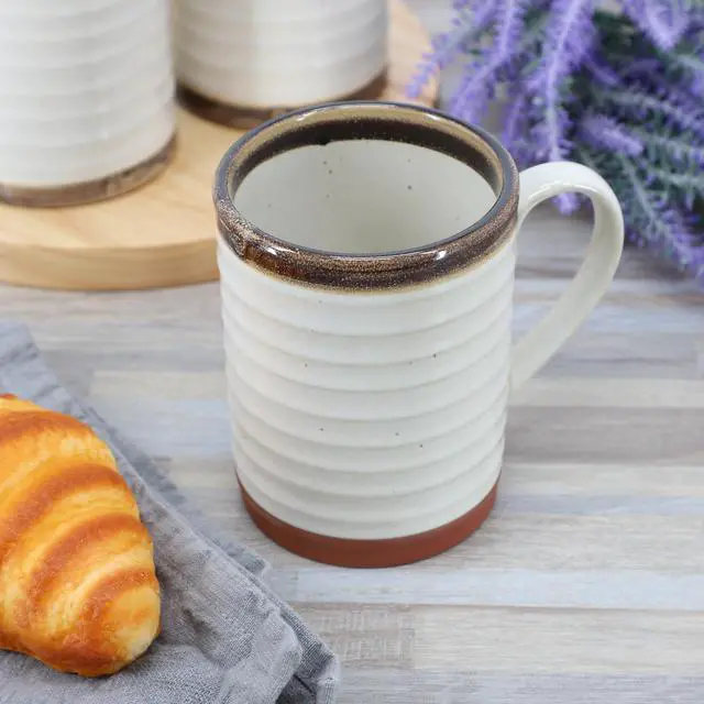 Alt view image 5 of 5 - Gibson Home Terra Bella 4 Piece 18.5 Ounce Terracota Mug Set in Pearl White