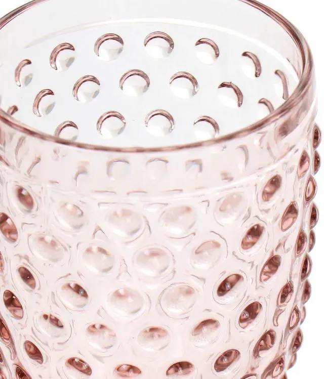Alt view image 3 of 6 - Martha Stewart 6 Piece 14.2 Ounce Clear Glass Hobnail Goblet Drinkware Set in Pink