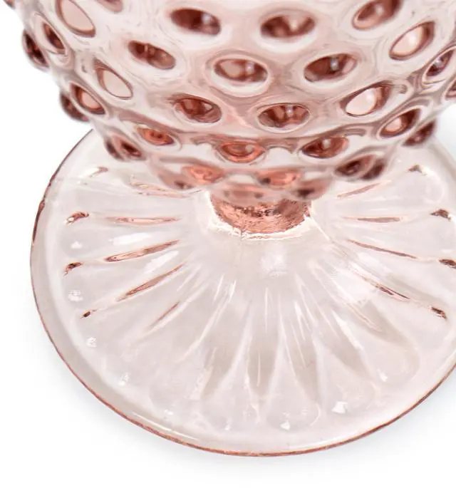 Alt view image 4 of 6 - Martha Stewart 6 Piece 14.2 Ounce Clear Glass Hobnail Goblet Drinkware Set in Pink