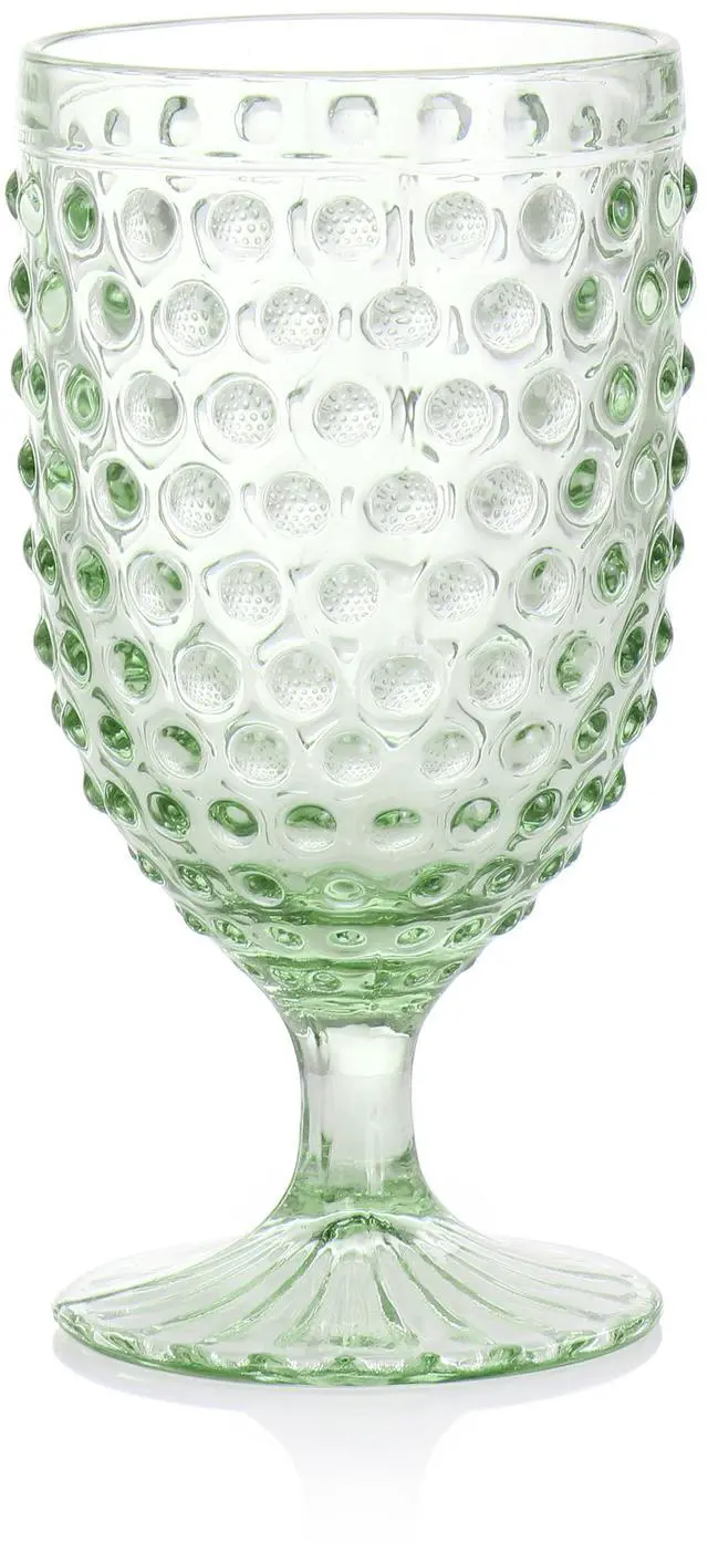 Alt view image 2 of 6 - Martha Stewart 6 Piece 14.2 Ounce Clear Glass Hobnail Goblet Drinkware Set in Green