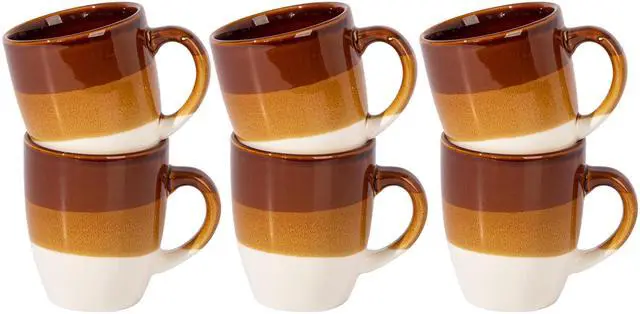 Alt view image 2 of 5 - Gibson Home Yellowstone 6 Piece 12 Ounce Stoneware Mug Set in Brown and White