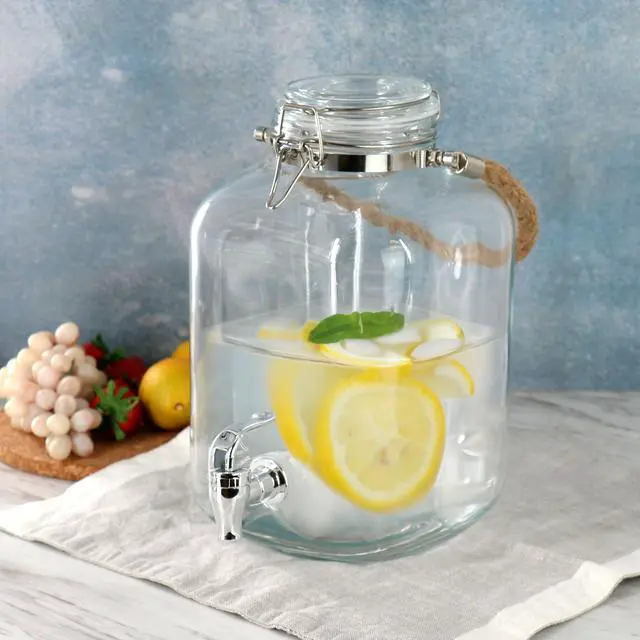 Alt view image 5 of 5 - Gibson Home Ferris 1.3 Gallon Glass Beverage Dispenser with Rope Handle