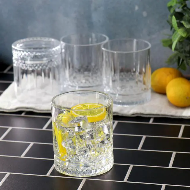 Alt view image 6 of 6 - Gibson Home 4 Piece 13 Ounce Iceberg Embossed Double Old-Fashioned Glass Set
