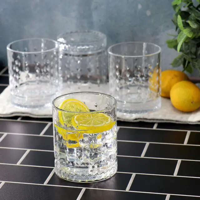 Alt view image 6 of 6 - Gibson Home 4 Piece 13 Ounce Teardrop Embossed Double Old-Fashioned Glass Set