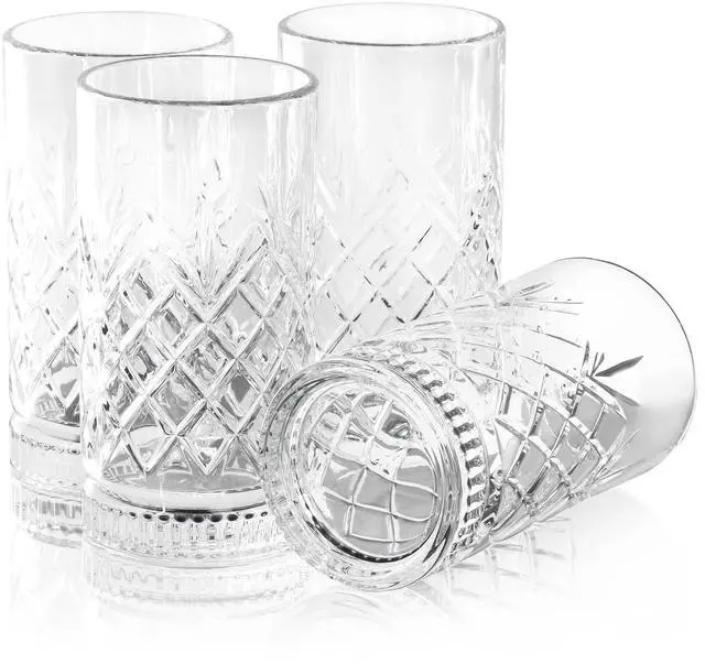 Alt view image 3 of 5 - Gibson Home 4 Piece 16 Ounce Diamond Embossed Glass Tumbler Set