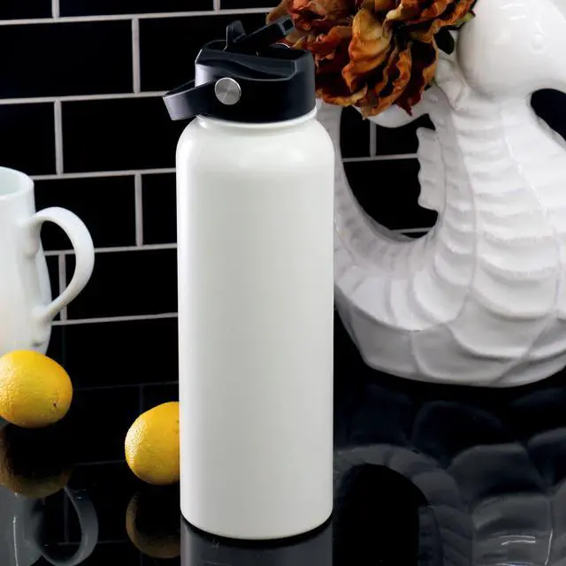 Alt view image 5 of 5 - Gibson Home Marina 38oz Stainless Steel Thermal Bottle with Lid in Cream