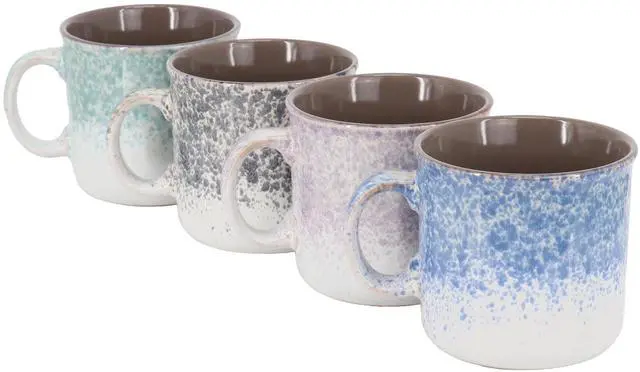Alt view image 2 of 6 - Gibson Home Blurry 4 Piece 19 Ounce Stoneware Straight Shape Mug Set in Assorted Colors