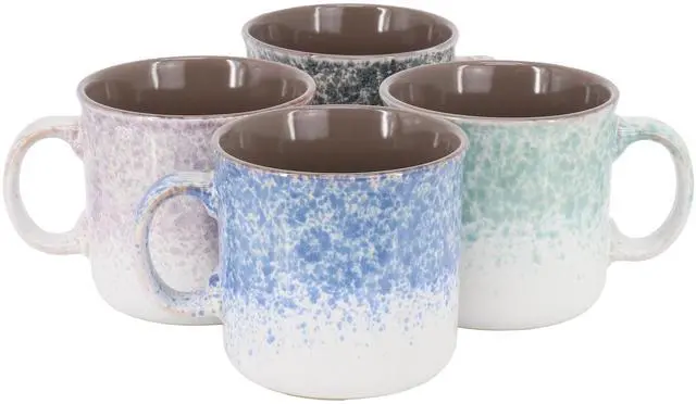 Main image of Gibson Home Blurry 4 Piece 19 Ounce Stoneware Straight Shape Mug Set in Assorted Colors