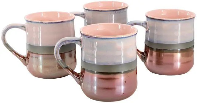 Main image of Gibson Home Copper Tonal 4 Piece 18 Ounce Stoneware Cup Set in Mauve