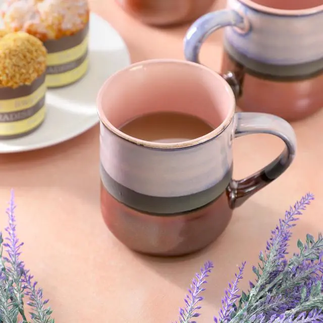 Alt view image 5 of 5 - Gibson Home Copper Tonal 4 Piece 18 Ounce Stoneware Cup Set in Mauve