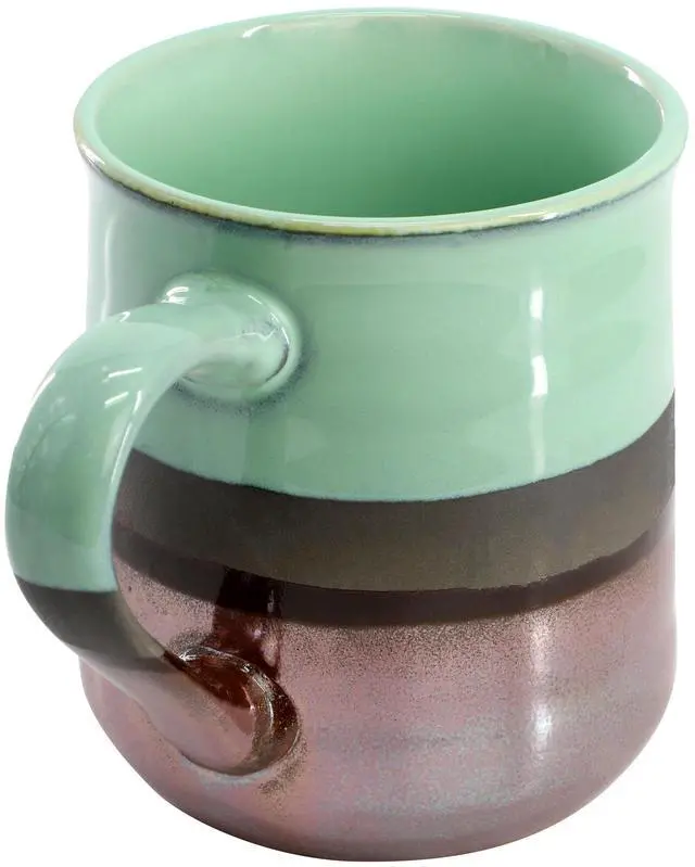 Alt view image 3 of 7 - Gibson Home Copper Tonal 4 Piece 18 Ounce Stoneware Cup Set in Celadon