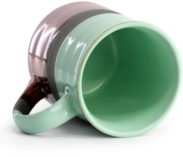 Alt view image 5 of 7 - Gibson Home Copper Tonal 4 Piece 18 Ounce Stoneware Cup Set in Celadon