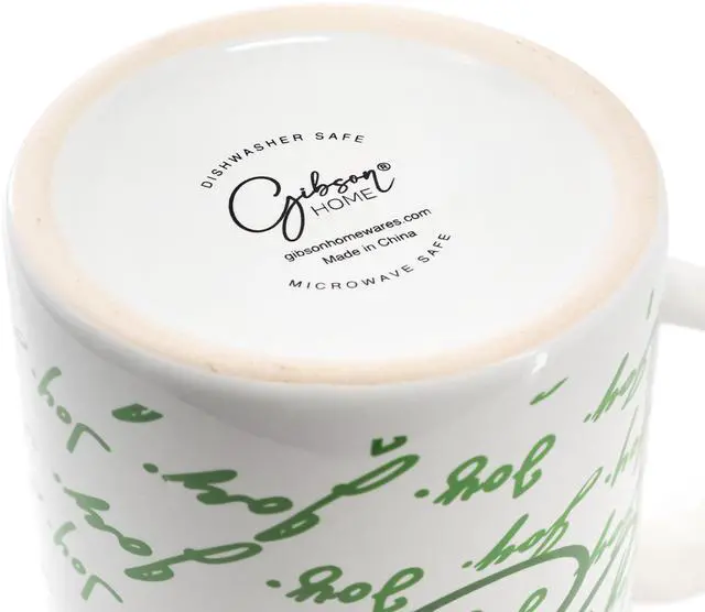 Alt view image 4 of 5 - Gibson Home Inspirational Words Joy 4 Piece 16 Ounce Stoneware Mug Set in Green