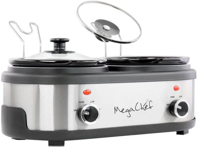 Alt view image 2 of 6 - MegaChef Dual 1.5 Quart Crock Buffet Slow Cooker