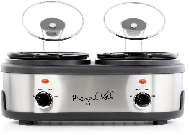 Alt view image 3 of 6 - MegaChef Dual 1.5 Quart Crock Buffet Slow Cooker
