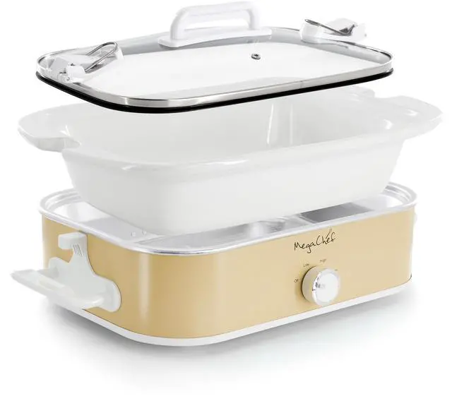 Alt view image 2 of 7 - MegaChef 3.5 Quart Casserole Slow Cooker with 3 Temperature Settings in Cream